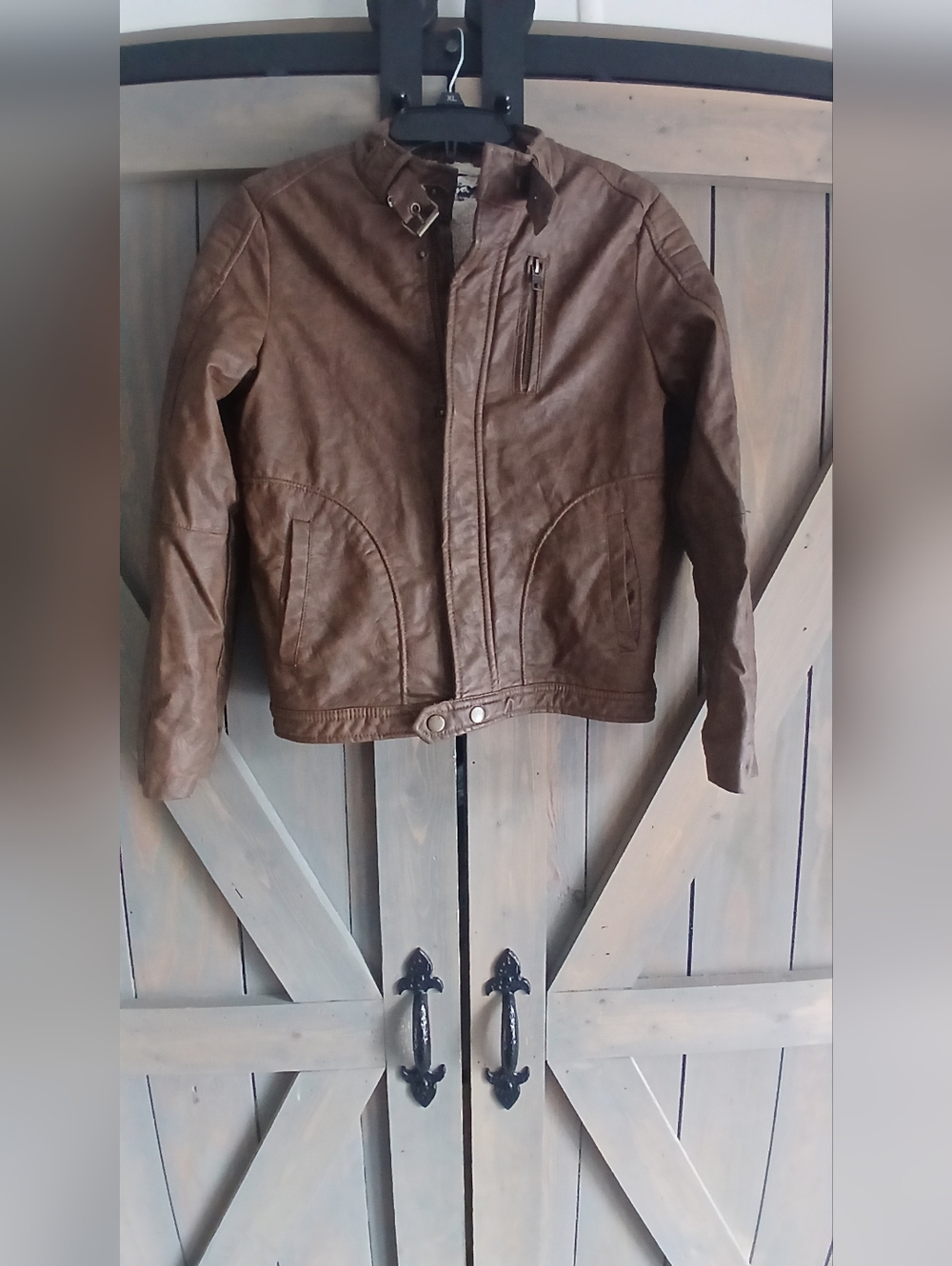 First Wave Brown Faux Leather Kids Jacket